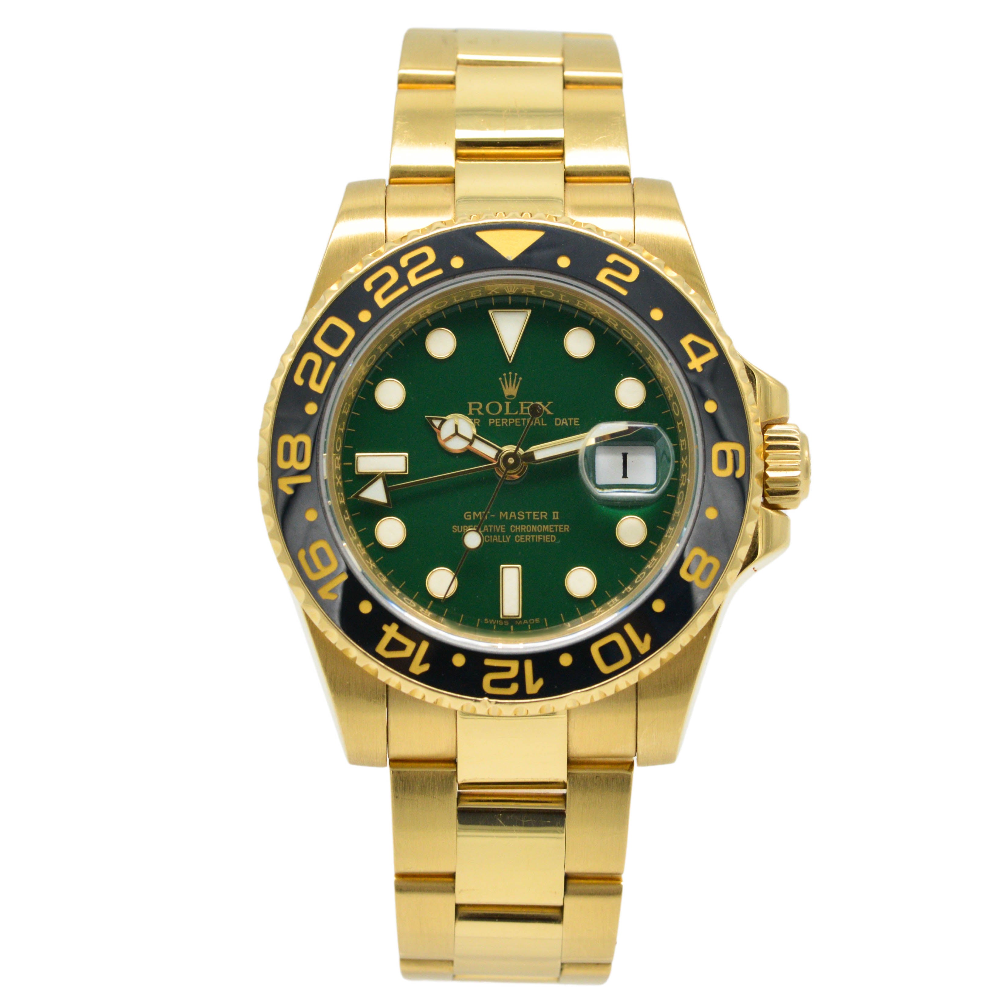 Rolex GMT Master II Yellow Gold Green Dial 116718LN - 2019