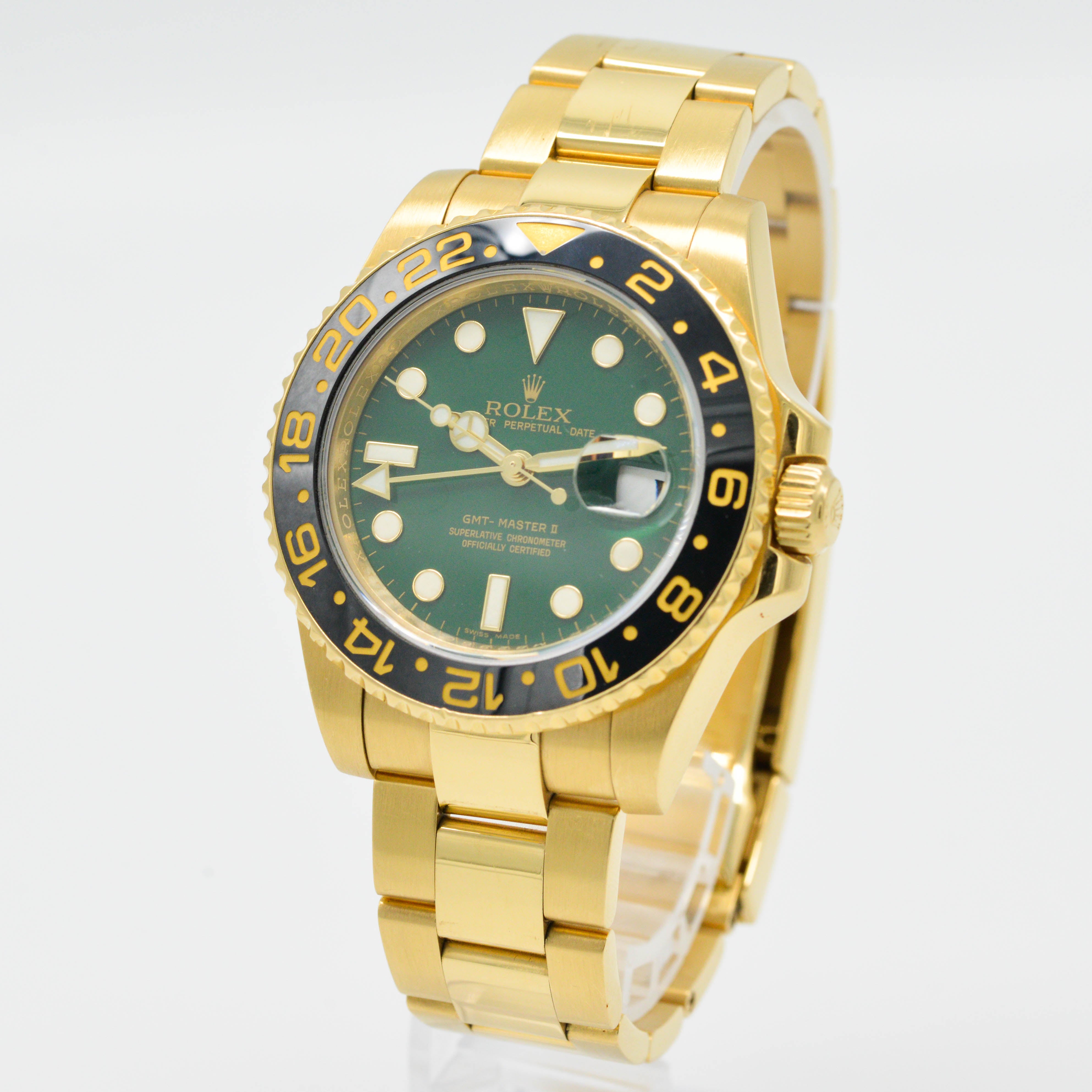 Rolex GMT Master II Yellow Gold Green Dial 116718LN - 2019