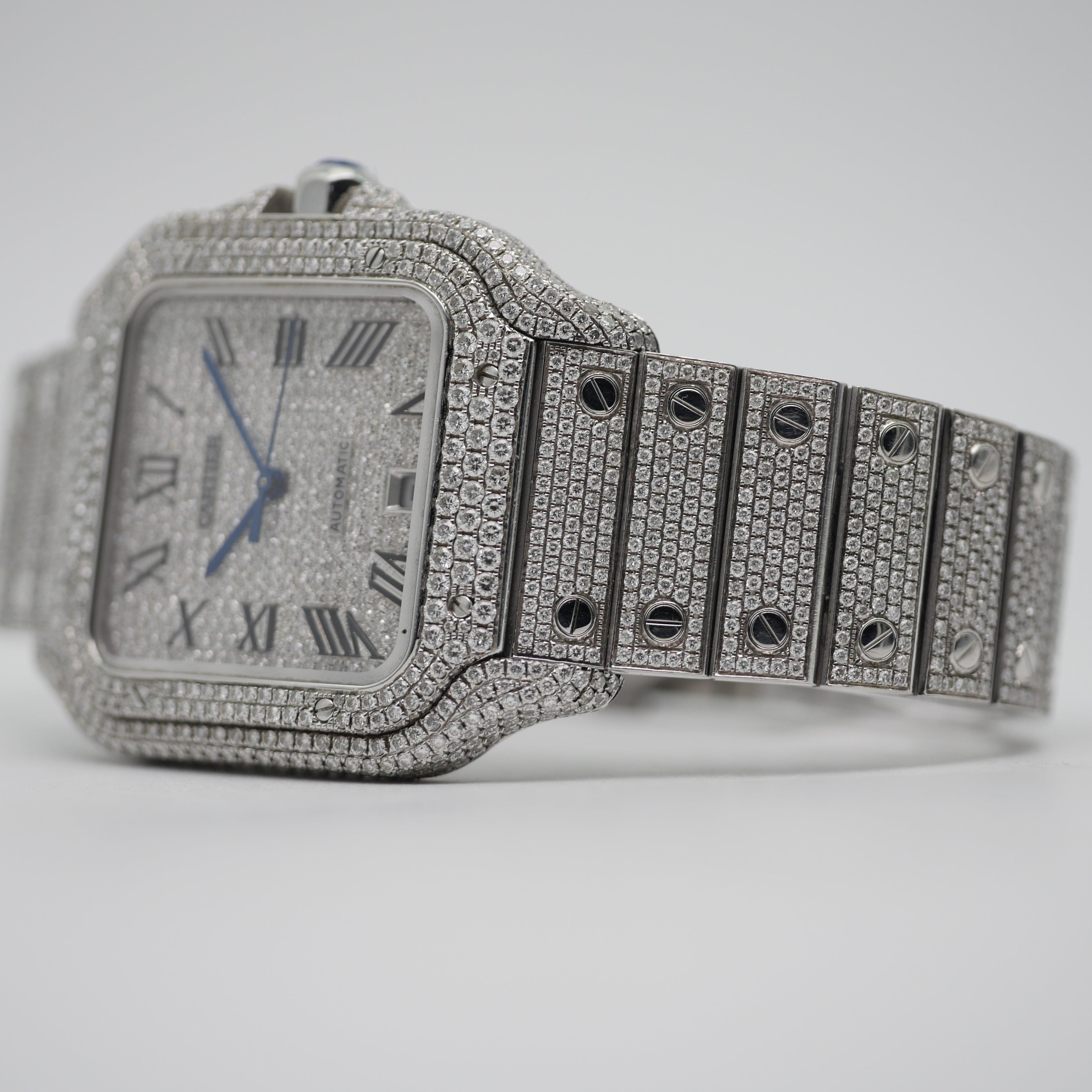 Cartier Santos Iced Out Stahl WSSA0018 - 2021