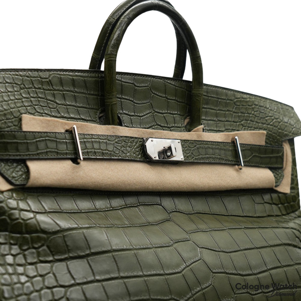 Hermes Hac 50 Birkin Bag Crocodile Mat Porosus Crocodile Palladium New Full