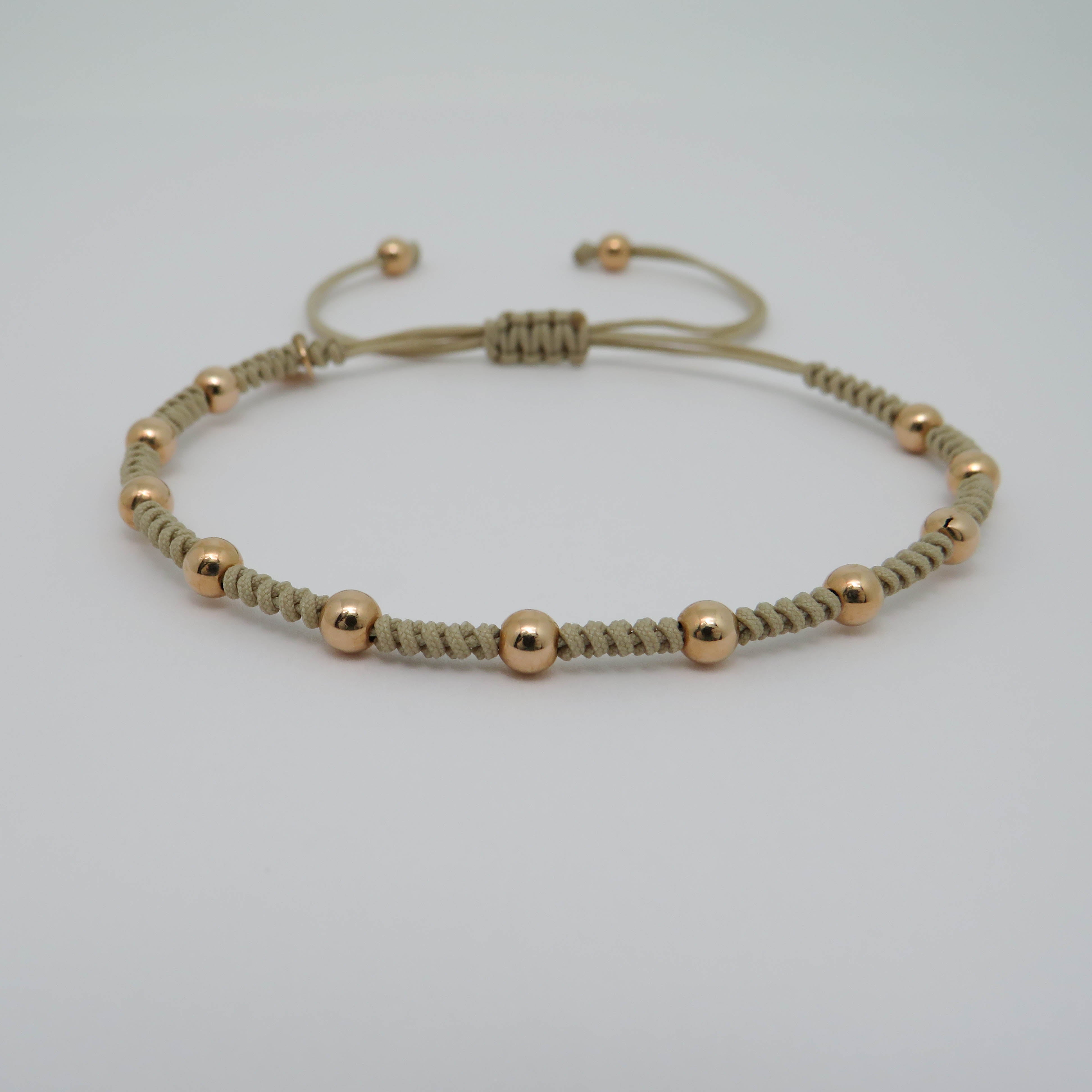 Jaibor pull bracelet Beige in 750/18K rose gold / nylon