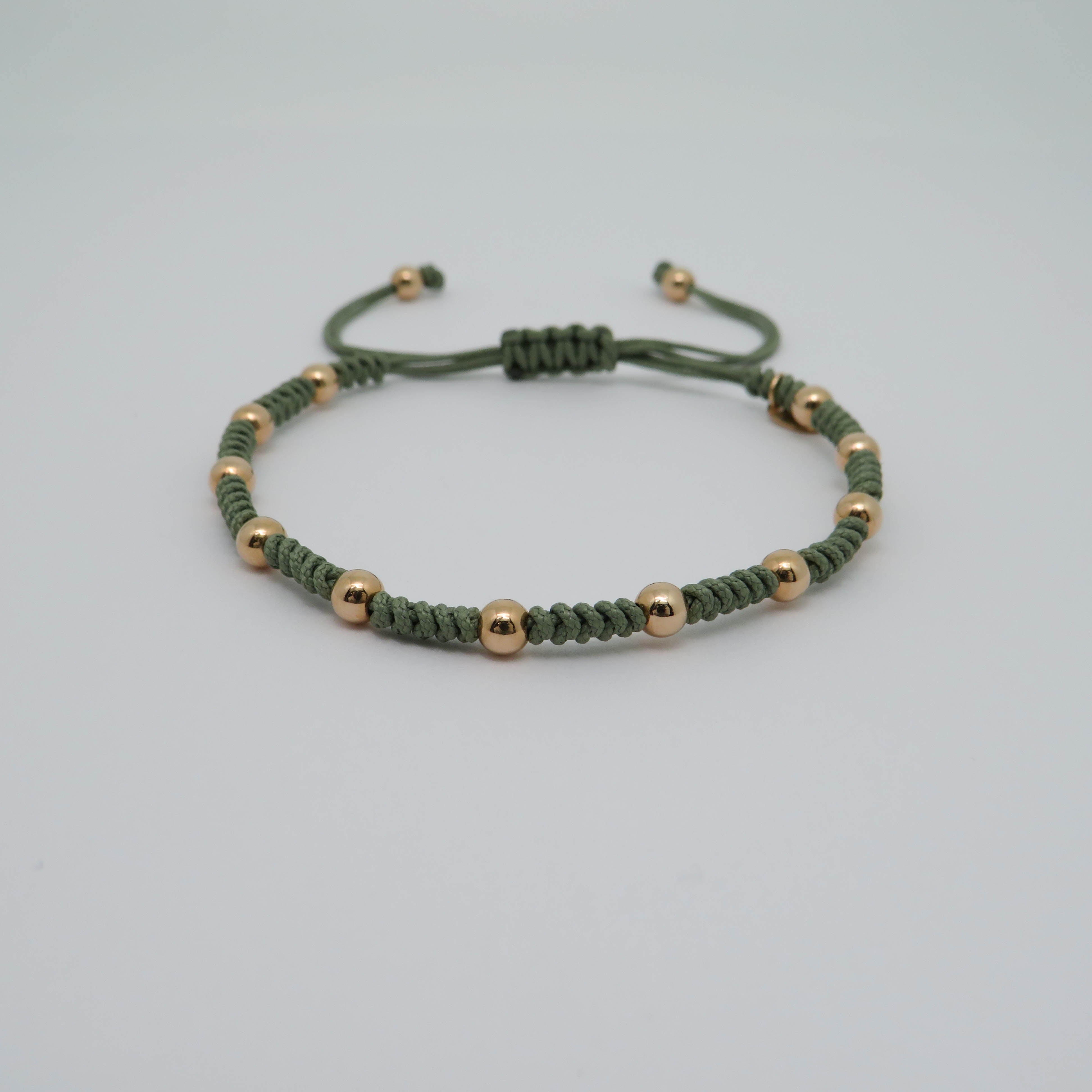 Jaibor pull bracelet Green in 750/18K rose gold / nylon