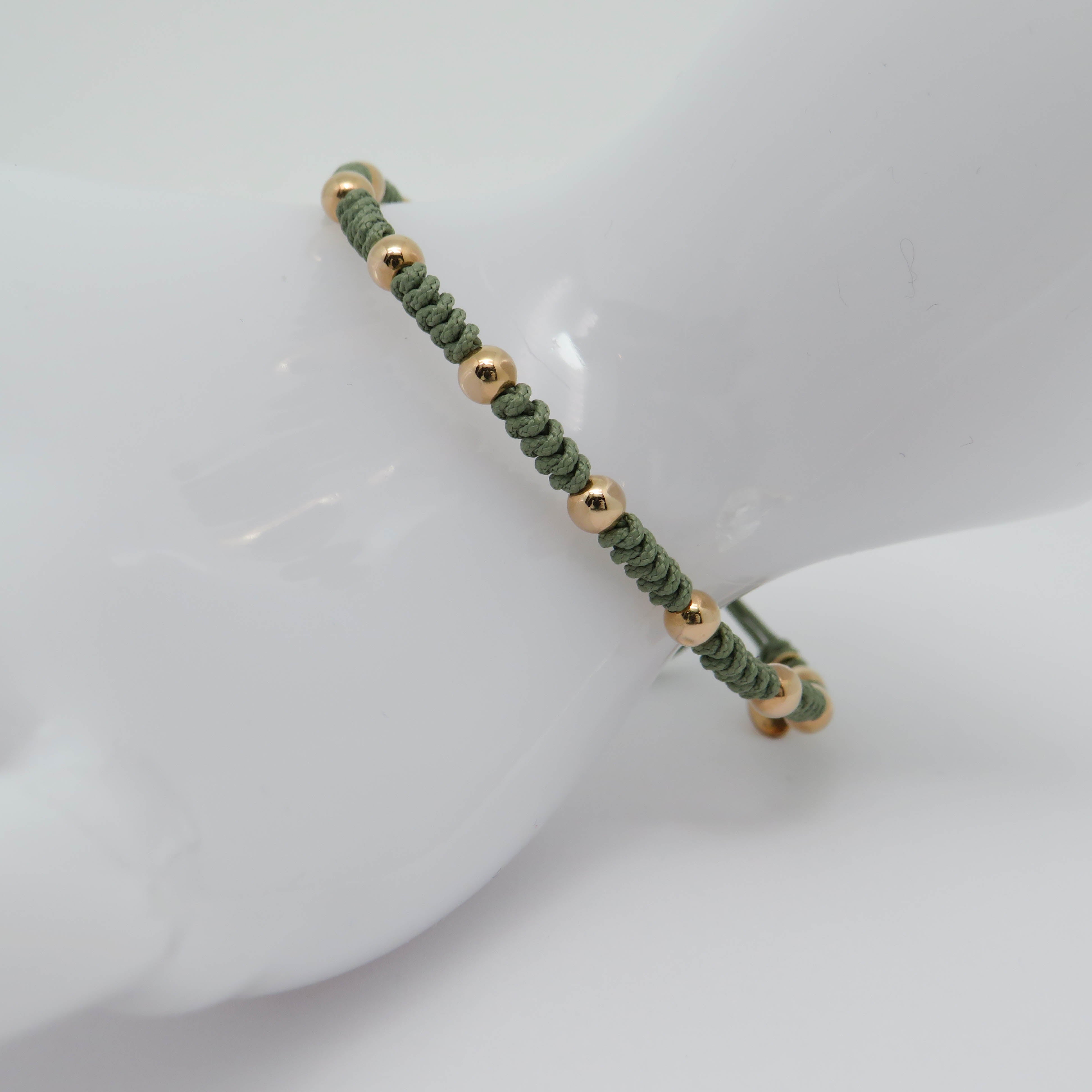 Jaibor pull bracelet Green in 750/18K rose gold / nylon