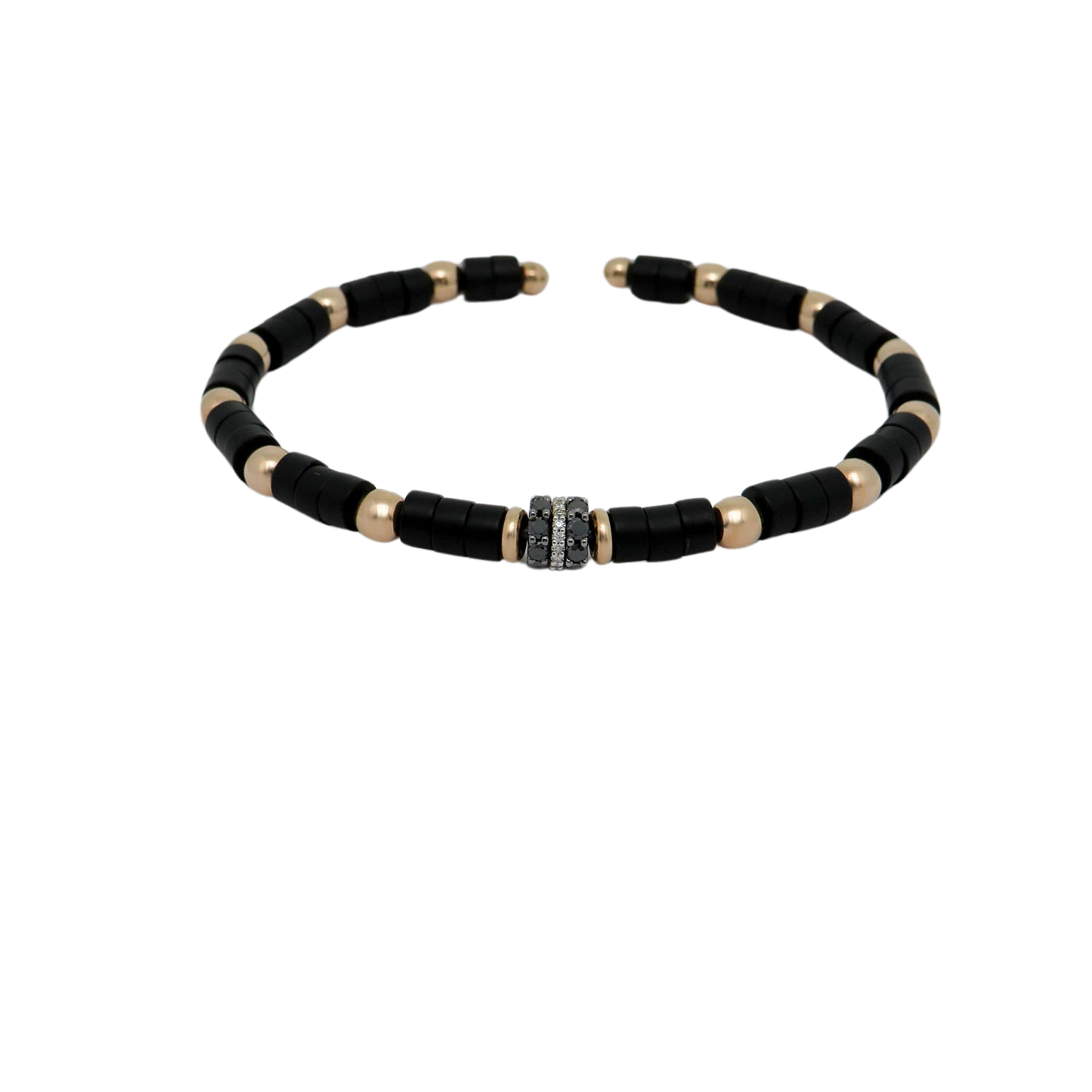 Jaibor bangle with 0.61ct brilliant-cut diamond and onyx in 750/18K rose gold / Titanium