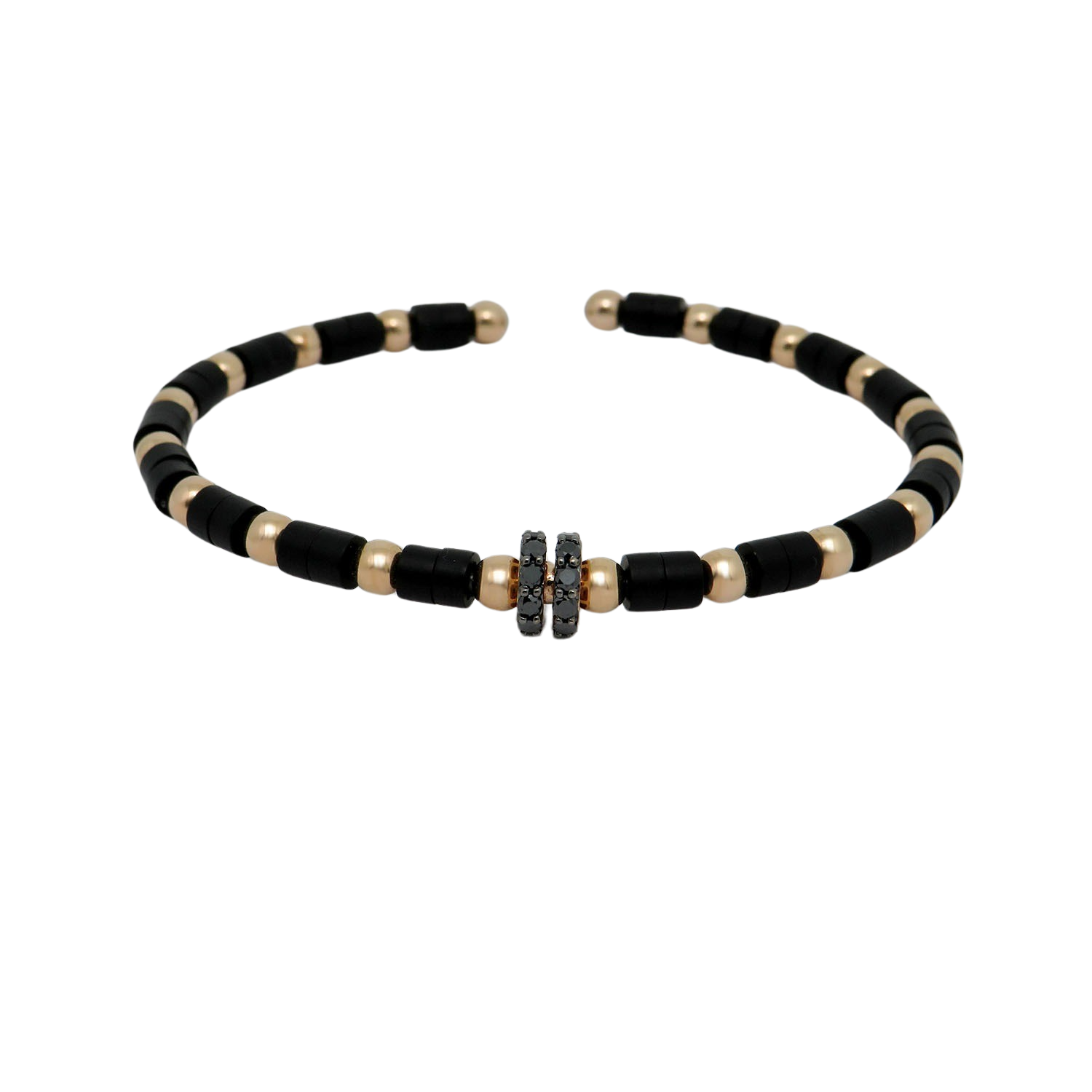 Jaibor bangle with 0.50ct brilliant-cut diamond and onyx in 750/18K rose gold / Titanium