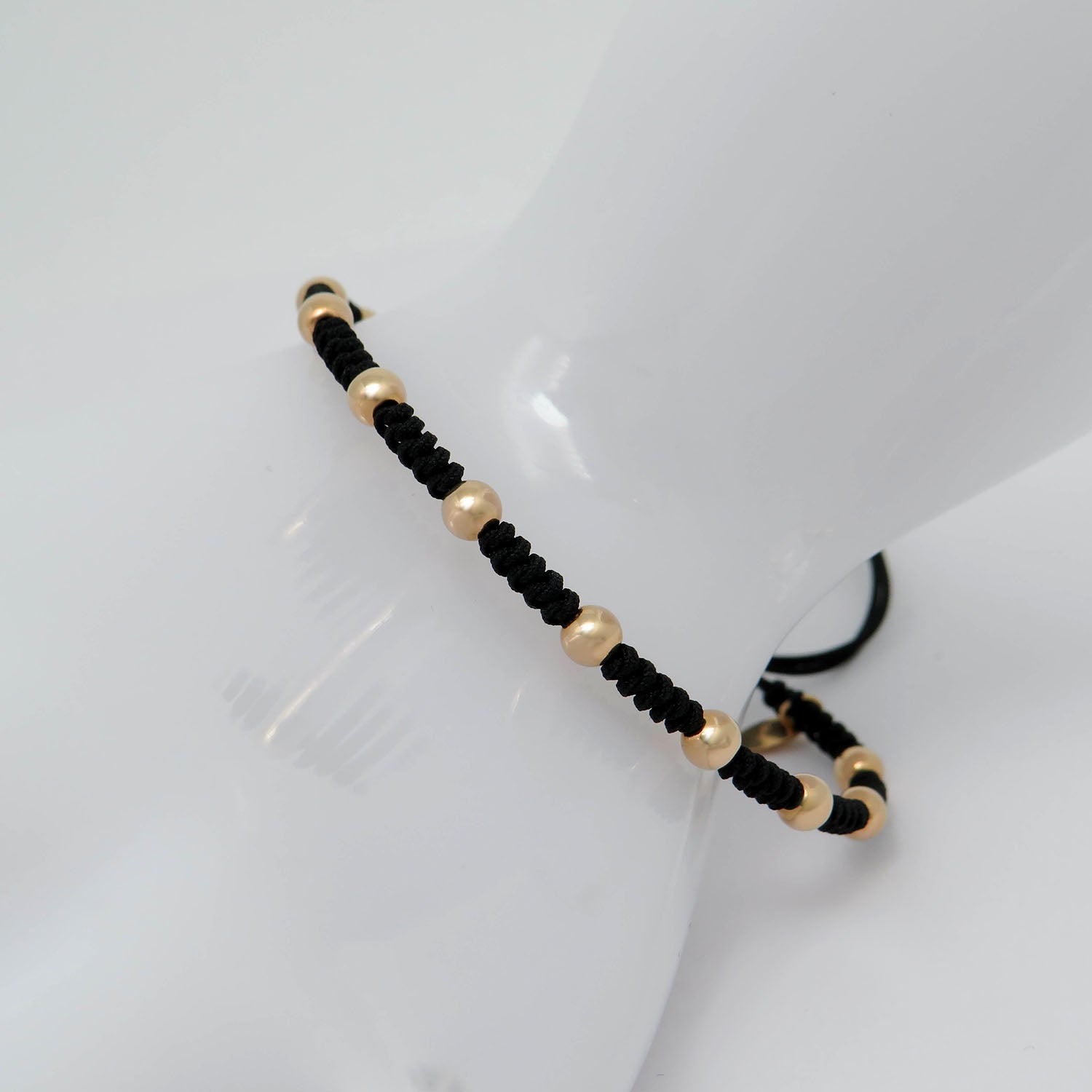 Jaibor pull bracelet Black in 750/18K rose gold / nylon