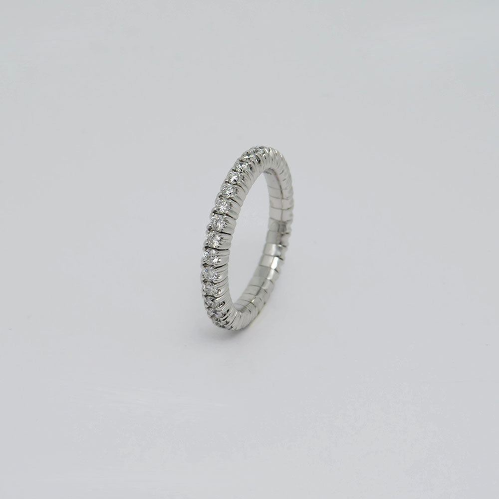 Ring Flexible memo ring with 0.88ct TW-si brilliant-cut diamond 750/18K White Gold size 54-63