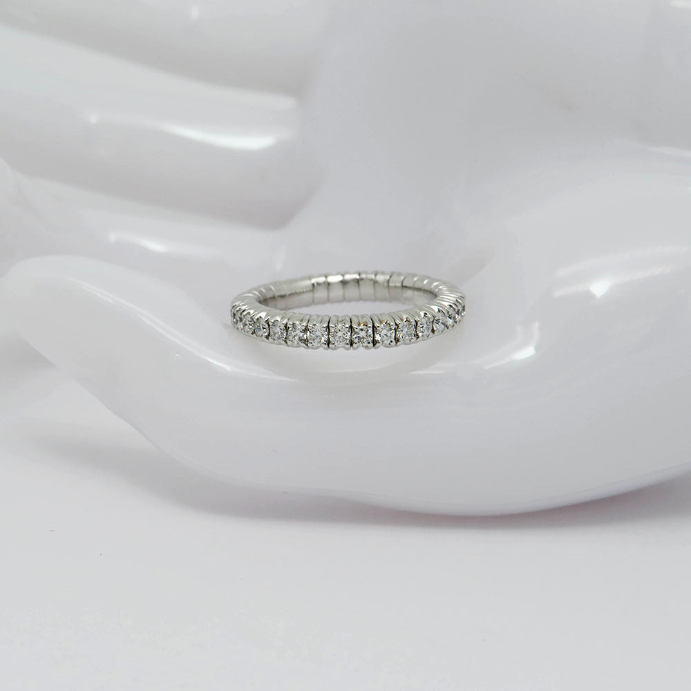 Ring Flexible memo ring with 0.88ct TW-si brilliant-cut diamond 750/18K White Gold size 54-63