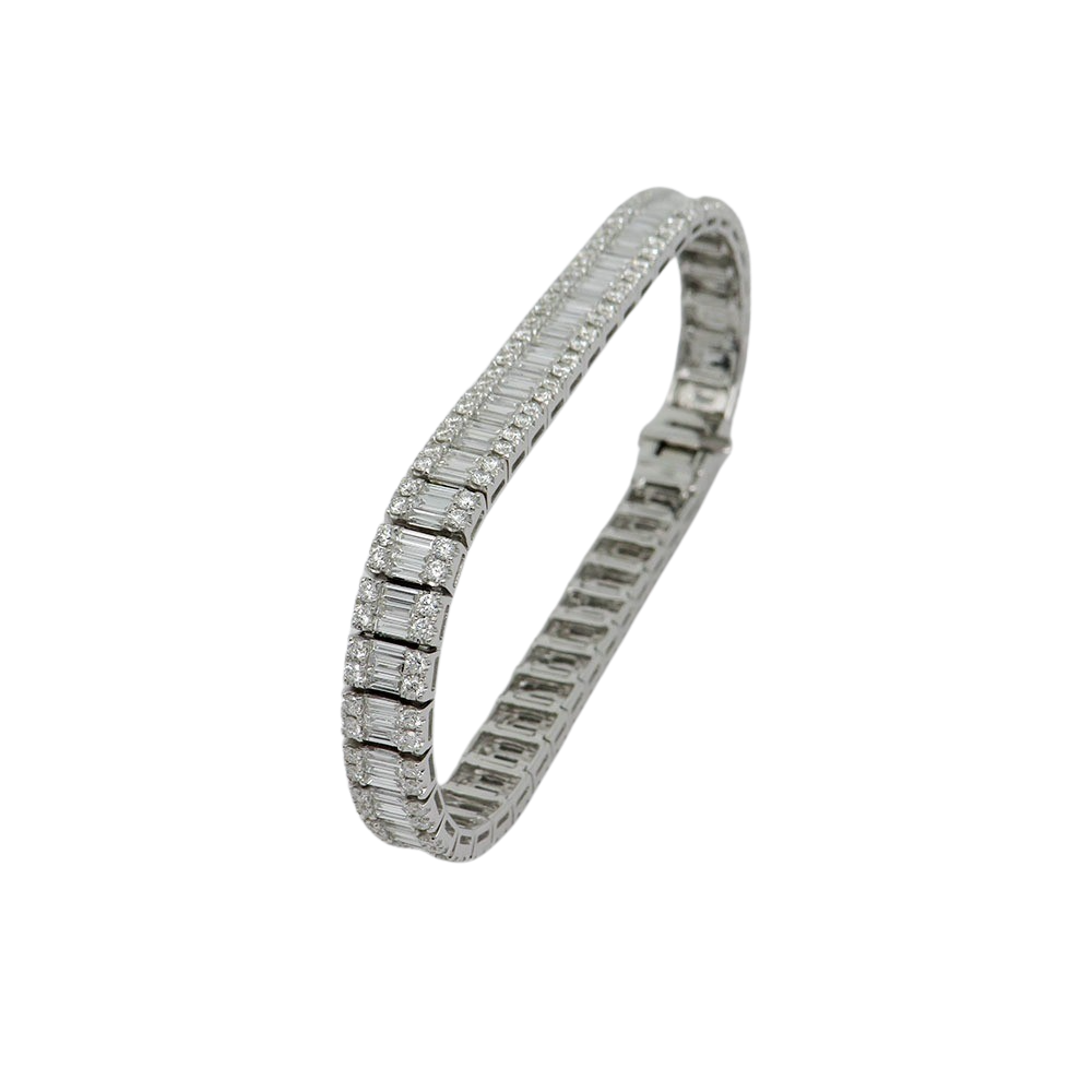 Bracelet with 7.15ct TW-si Diamond in 750/18K White Gold Length 17.5 cm