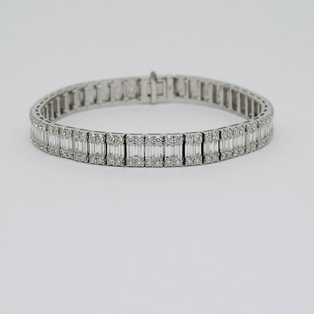 Bracelet with 7.15ct TW-si Diamond in 750/18K White Gold Length 17.5 cm