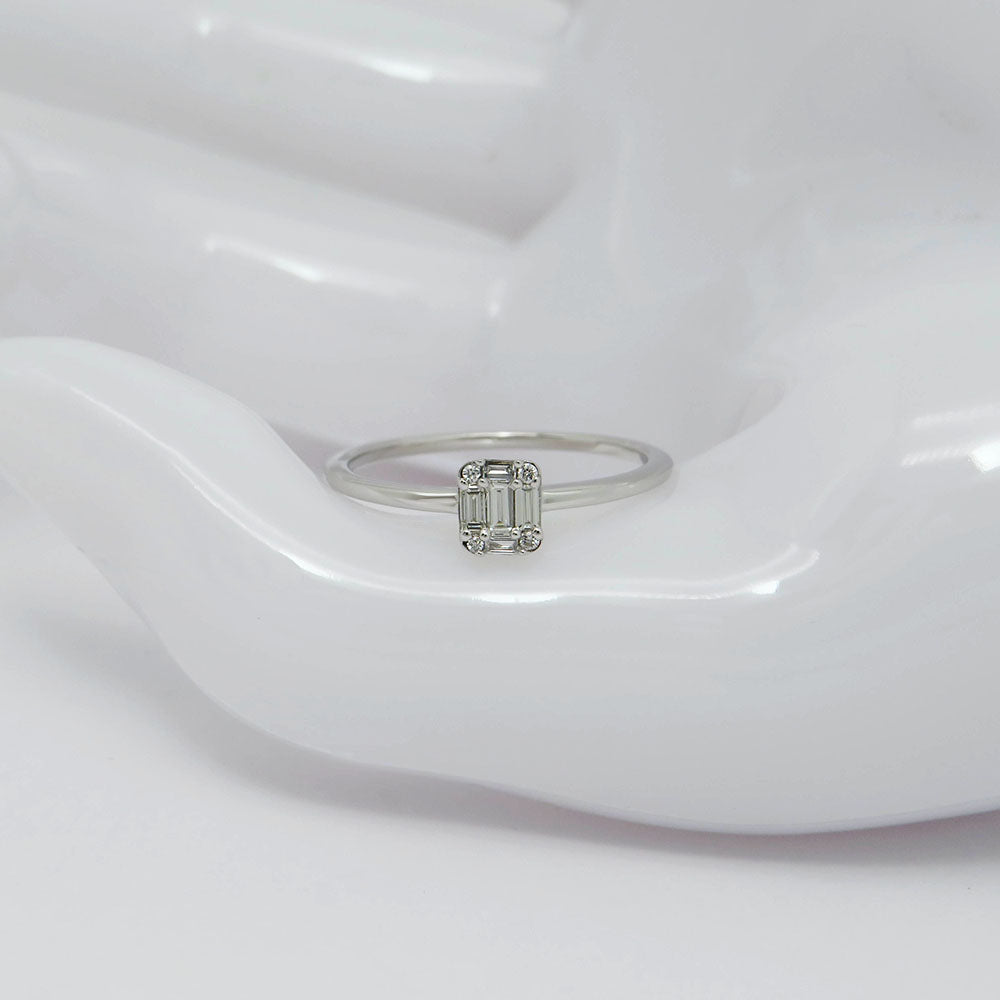 Ring Solitaire ring with 0.18ct TW-si Diamond in 750/18K White Gold size 54