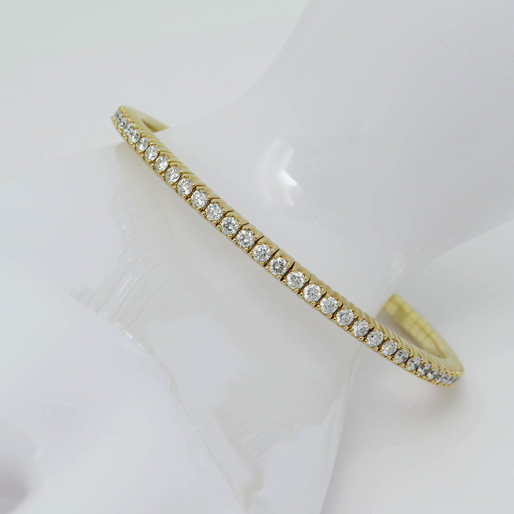 Bracelet Tennis bracelet with 3.45ct TW-si diamond in 750/18K Yellow Gold 17 - 22 cm