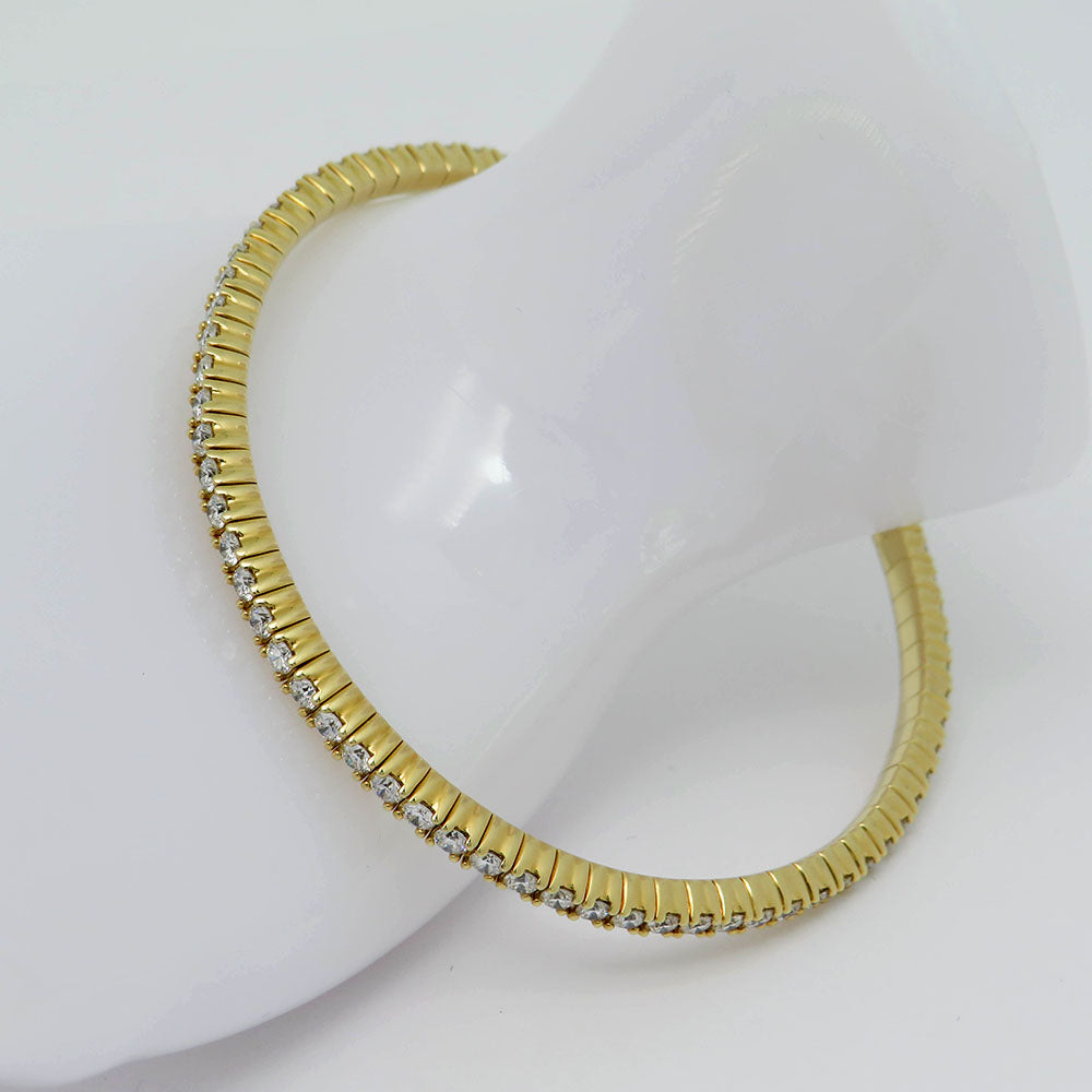 Armband Tennisarmband mit 3,45ct TW-si Brillant in 750/18K Gelbgold 17 - 22 cm