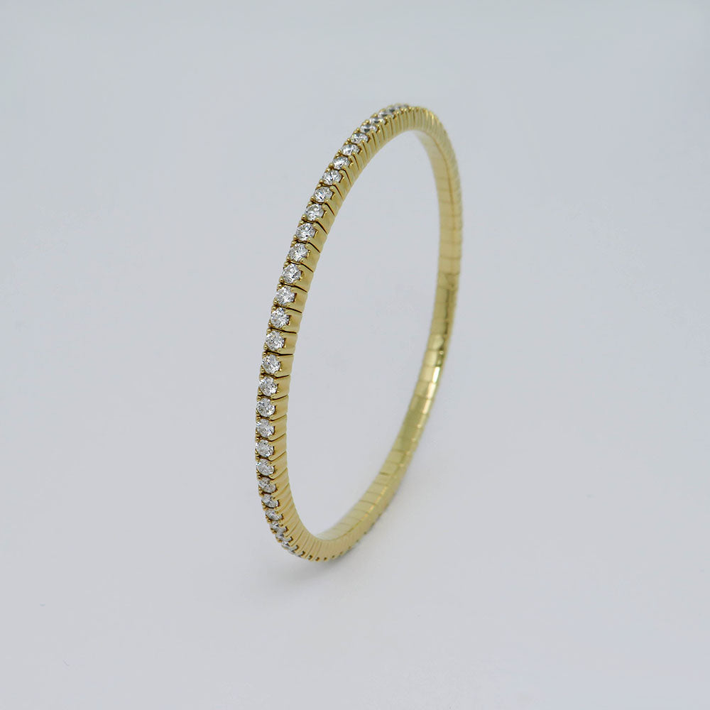 Bracelet Tennis bracelet with 3.45ct TW-si diamond in 750/18K Yellow Gold 17 - 22 cm