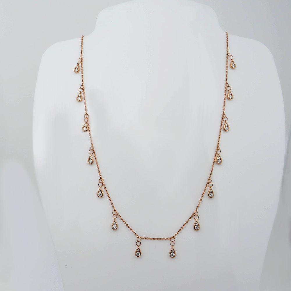 Necklace / Chain with 0.88ct TW-si brilliant-cut diamond in 750/18K rose gold 46cm