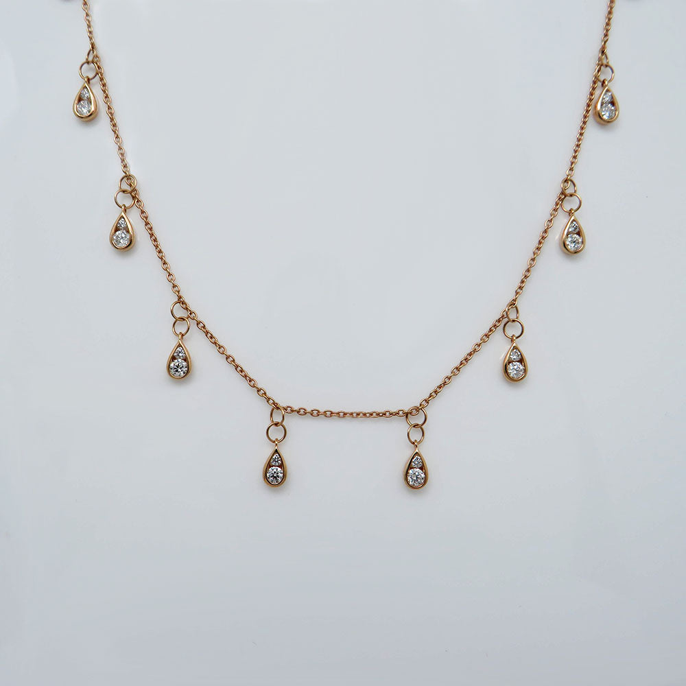 Necklace / Chain with 0.88ct TW-si brilliant-cut diamond in 750/18K rose gold 46cm