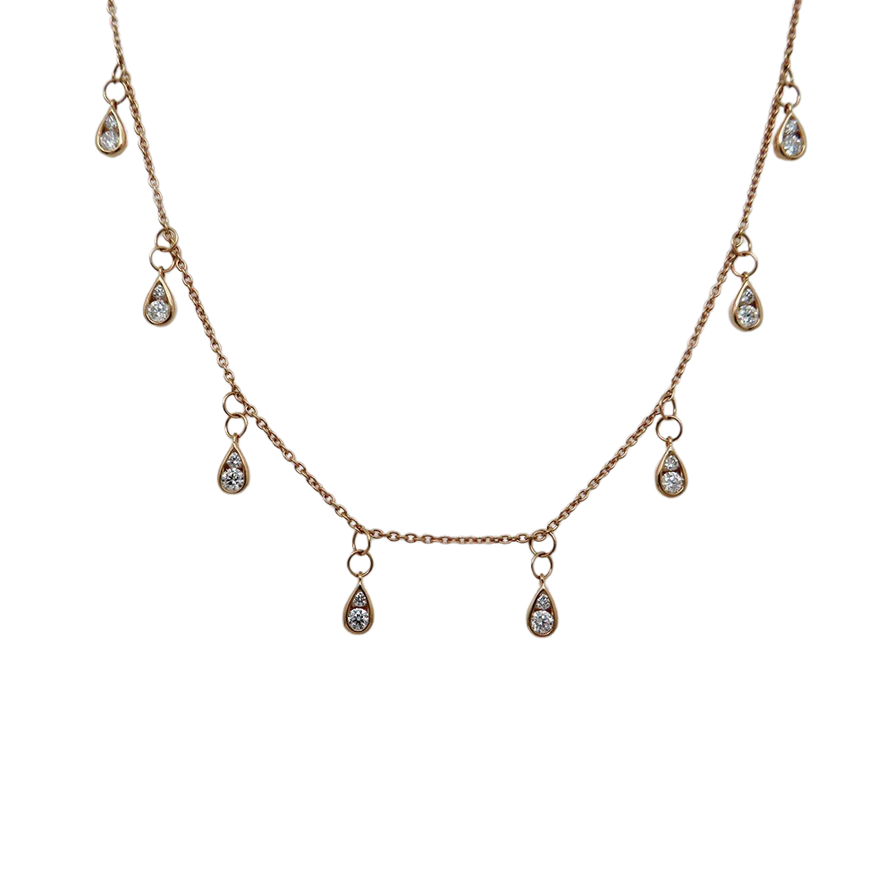 Necklace / Chain with 0.88ct TW-si brilliant-cut diamond in 750/18K rose gold 46cm