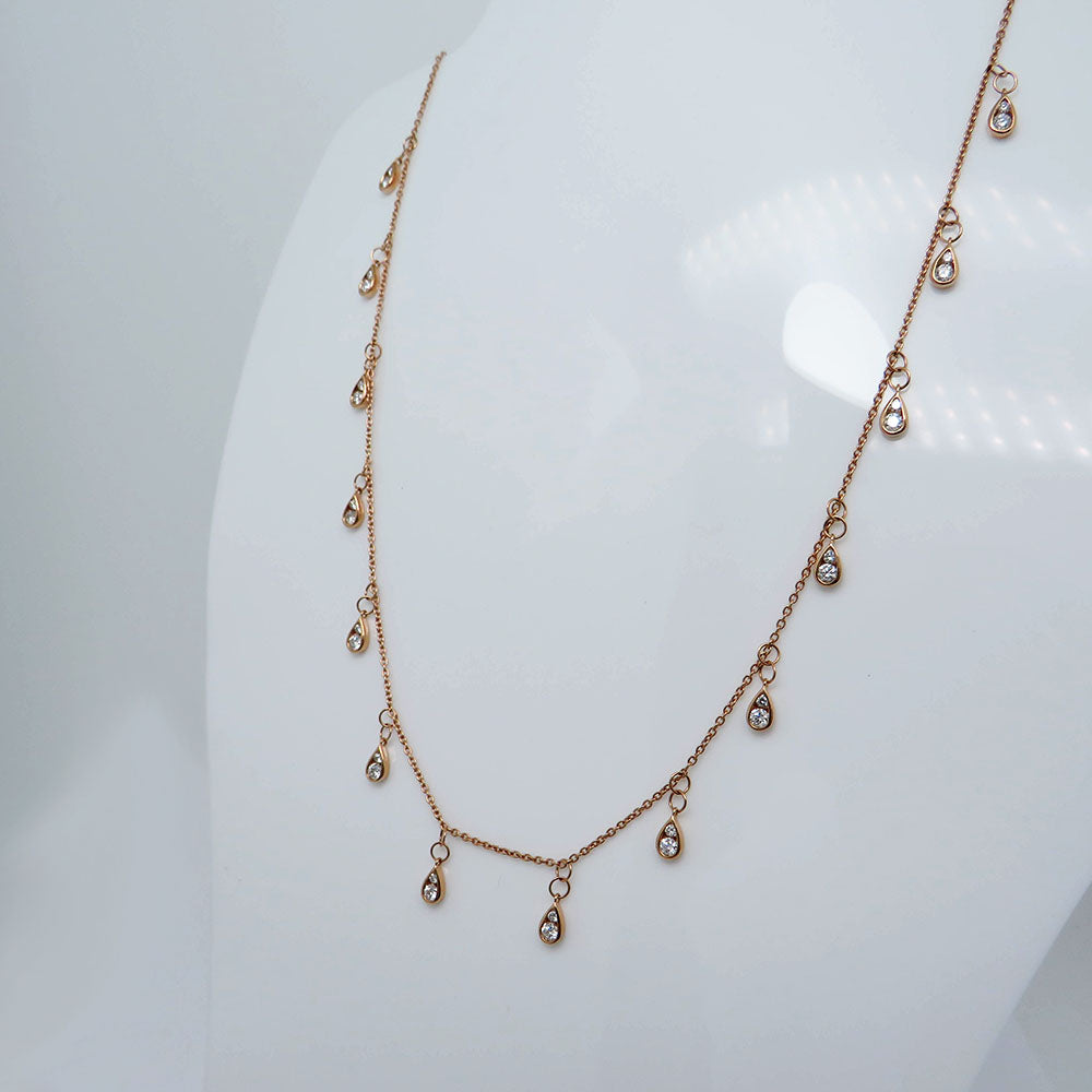 Collier / Kette mit 0,88ct TW-si Brillant in 750/18K Rosegold 46cm