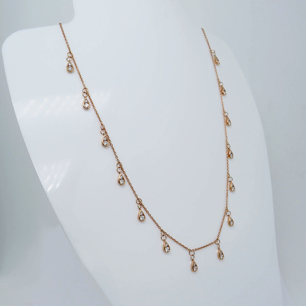 Collier / Kette mit 0,88ct TW-si Brillant in 750/18K Rosegold 46cm