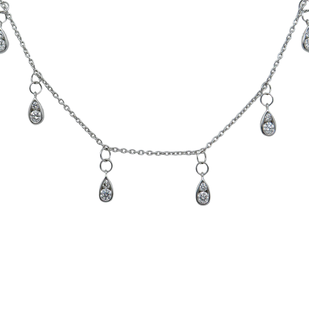 Necklace / Chain with 0.91ct TW-si brilliant-cut diamond in 750/18K White Gold 46cm