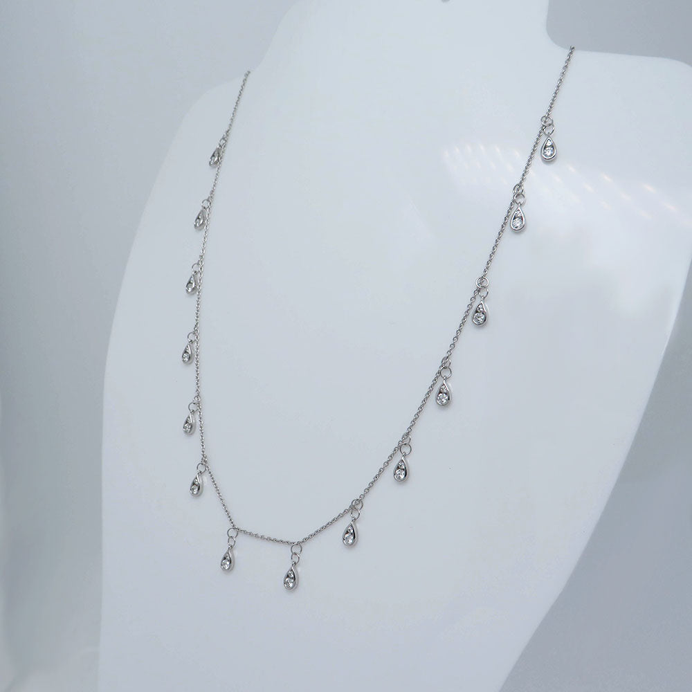 Necklace / Chain with 0.91ct TW-si brilliant-cut diamond in 750/18K White Gold 46cm