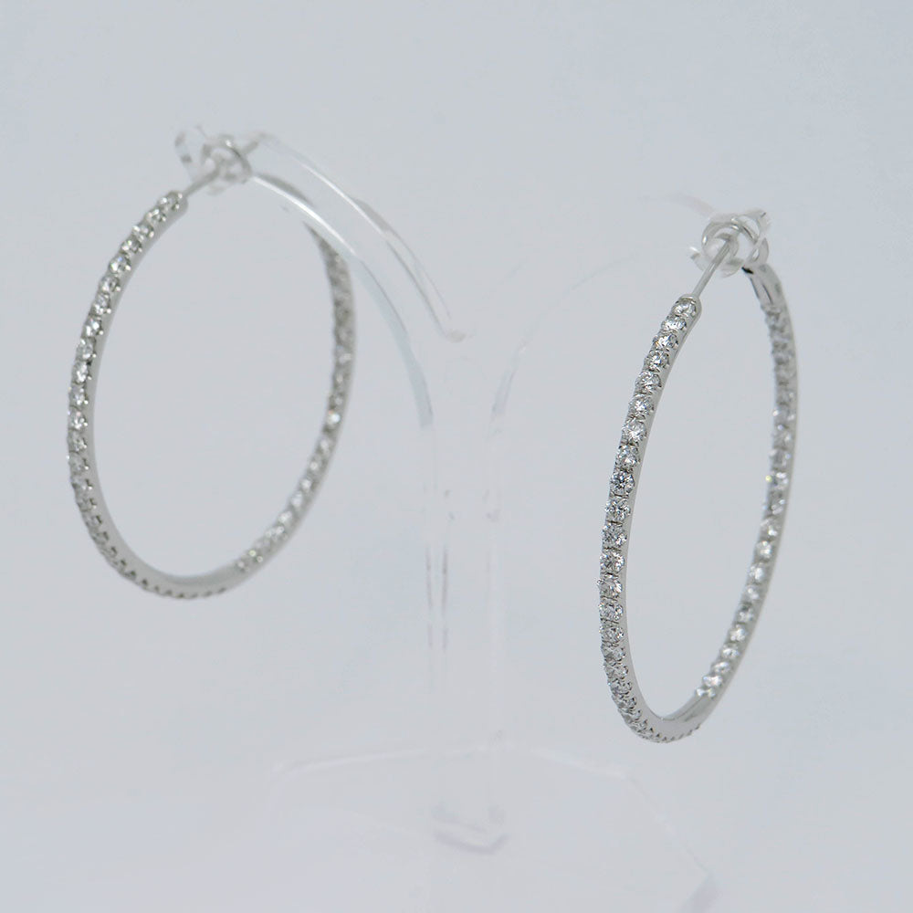 Creoles Earrings with 2.55ct TW-vsi brilliant-cut diamond in 750/18K White Gold Ø approx. 40.5 mm