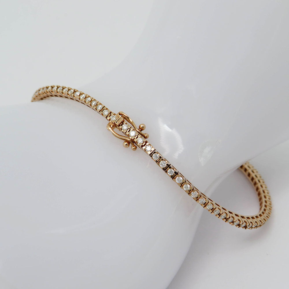 Bracelet Tennis bracelet with 1.00ct TW-si brilliant-cut diamond in 750/18K rose gold 18.0 cm