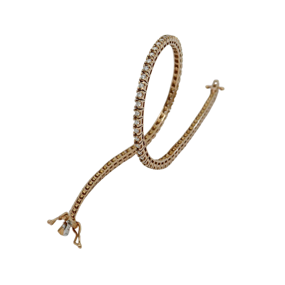 Bracelet Tennis bracelet with 1.00ct TW-si brilliant-cut diamond in 750/18K rose gold 18.0 cm