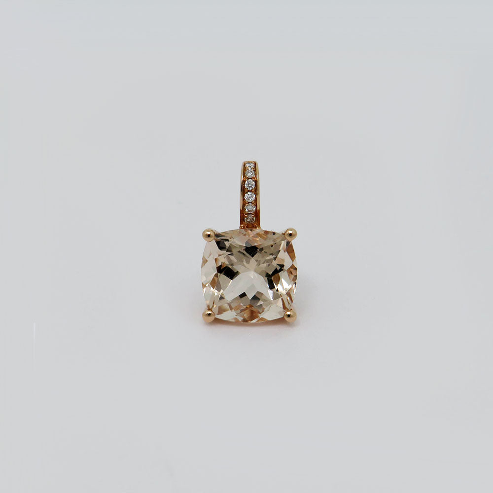 Pendant with 0.02ct TW-si brilliant-cut diamond and 1.90ct morganite in 750/18K rose gold