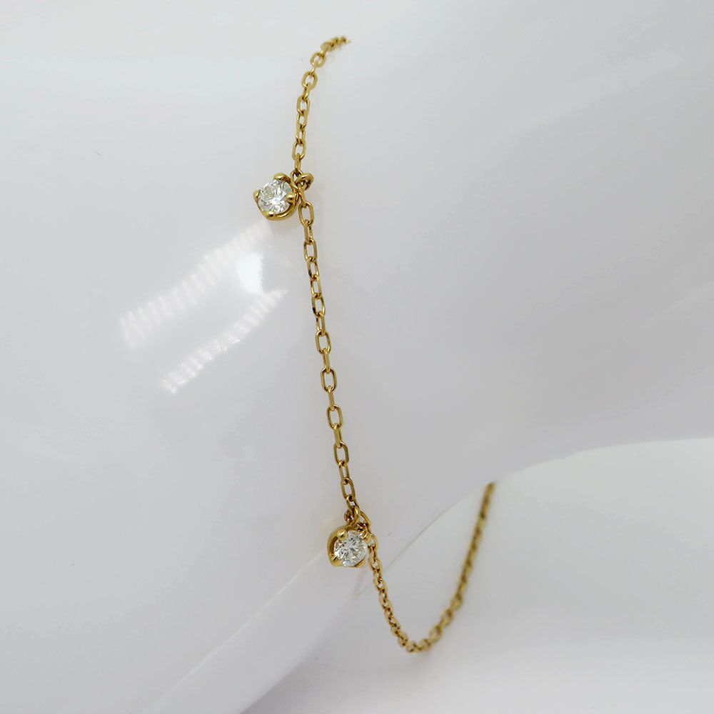 Dainty bracelet with 0.36ct TW-si brilliant-cut diamond in 750/18K Yellow Gold 18 cm