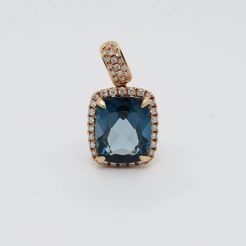 Pendant with 0.20ct TW-si brilliant-cut diamond and 4.00ct London Blue in 750/18K rose gold