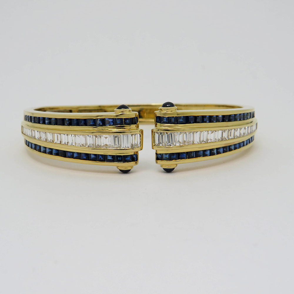 Bangle Bangle with approx. 5.00ct TW-vs Diamond u. approx. 4,00ct sapphire 18K Yellow Gold