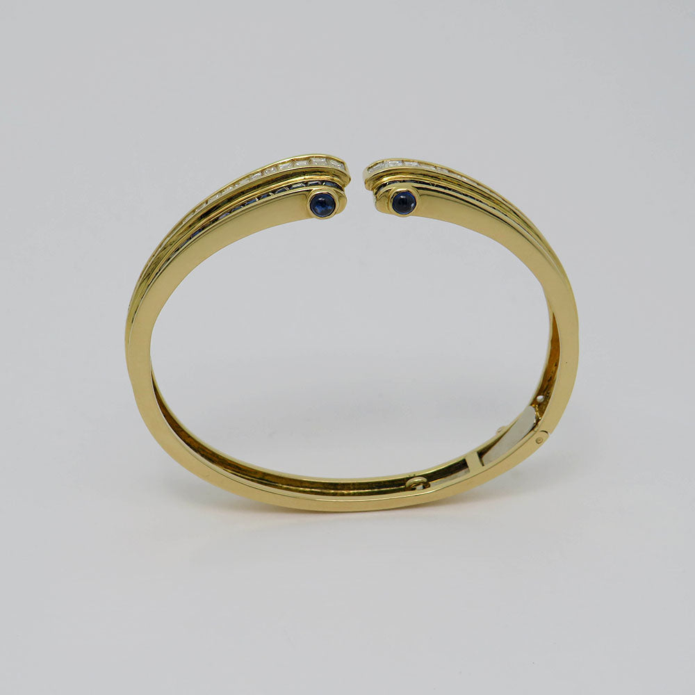 Bangle Bangle with approx. 5.00ct TW-vs Diamond u. approx. 4,00ct sapphire 18K Yellow Gold