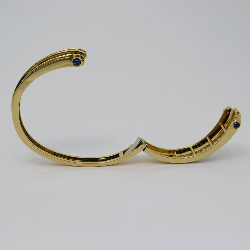 Bangle Bangle with approx. 5.00ct TW-vs Diamond u. approx. 4,00ct sapphire 18K Yellow Gold