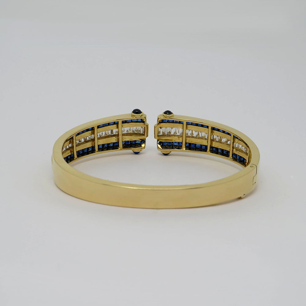 Bangle Bangle with approx. 5.00ct TW-vs Diamond u. approx. 4,00ct sapphire 18K Yellow Gold