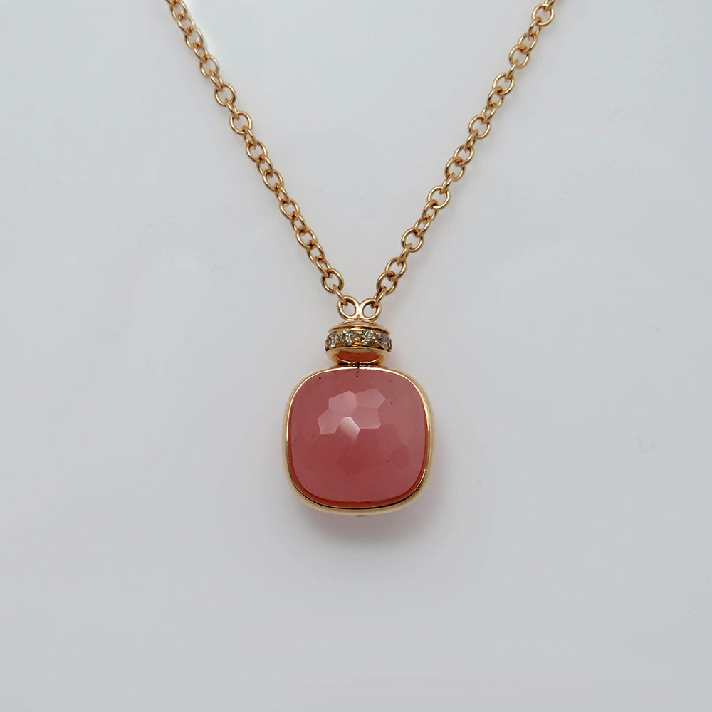 Nudo Classic necklace with Pendant rose quartz + Diamond in 750/18K rose gold