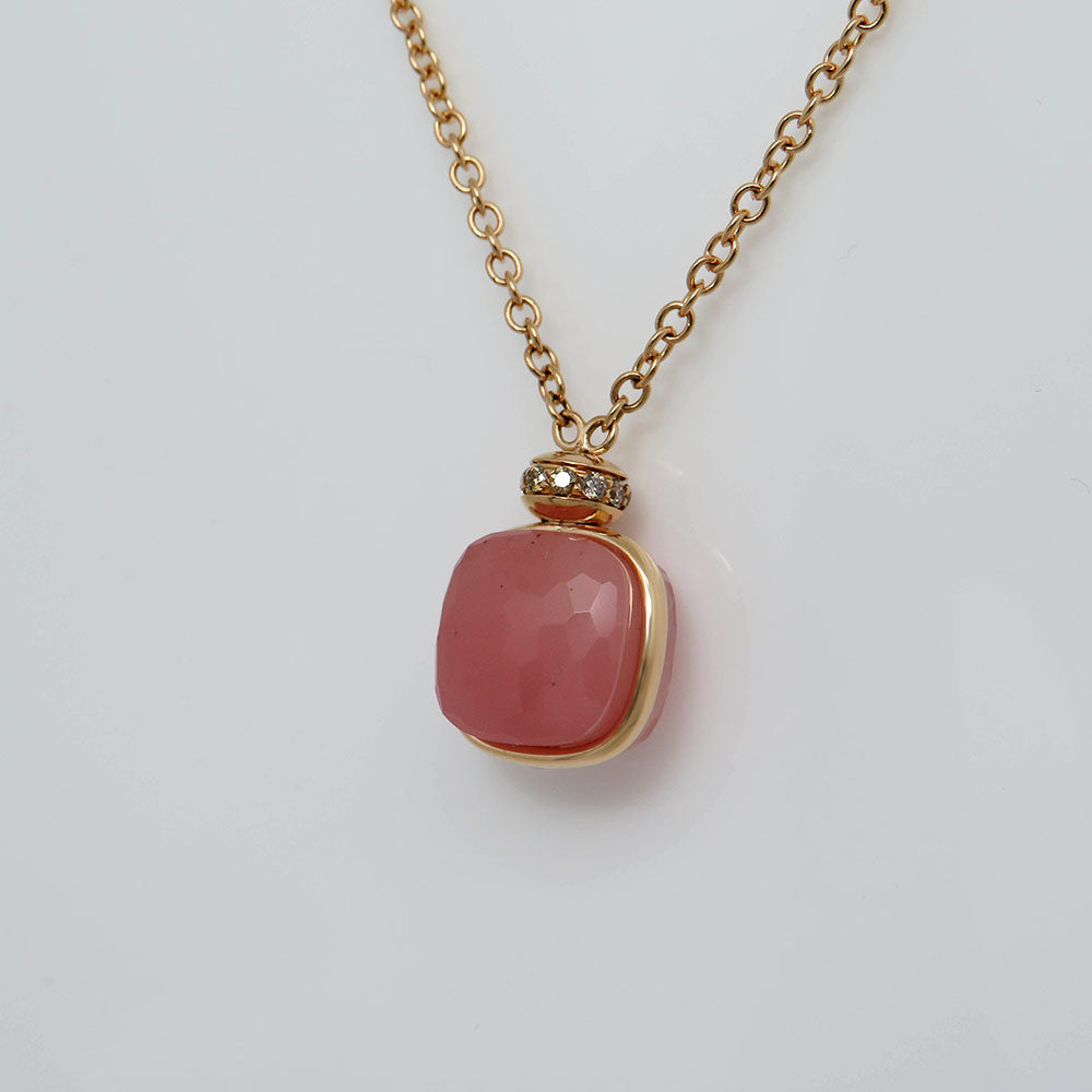 Nudo Classic necklace with Pendant rose quartz + Diamond in 750/18K rose gold