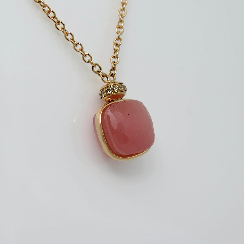 Nudo Classic necklace with Pendant rose quartz + Diamond in 750/18K rose gold