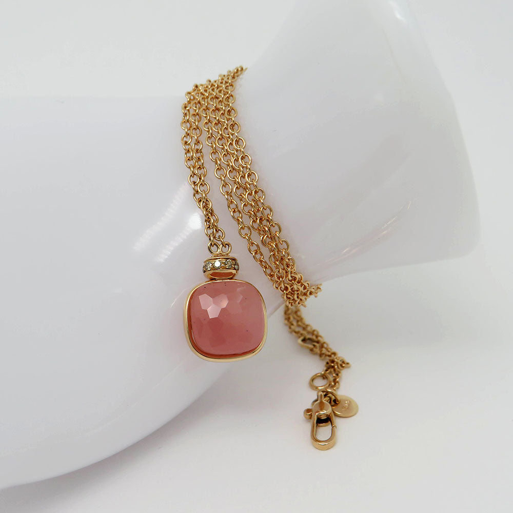 Nudo Classic necklace with Pendant rose quartz + Diamond in 750/18K rose gold