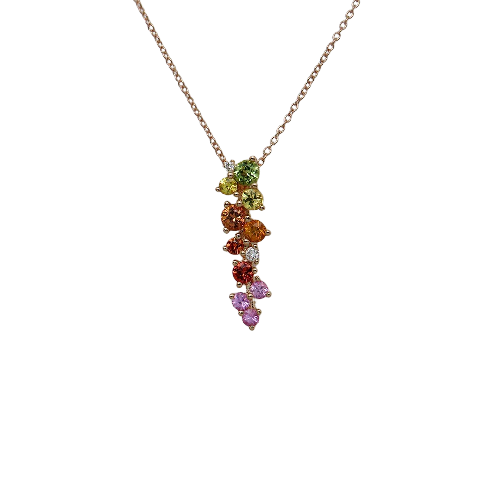 Jaibor Chain and Pendant with 0,03ct TW-si diamond and sapphire 750/18K rosegold