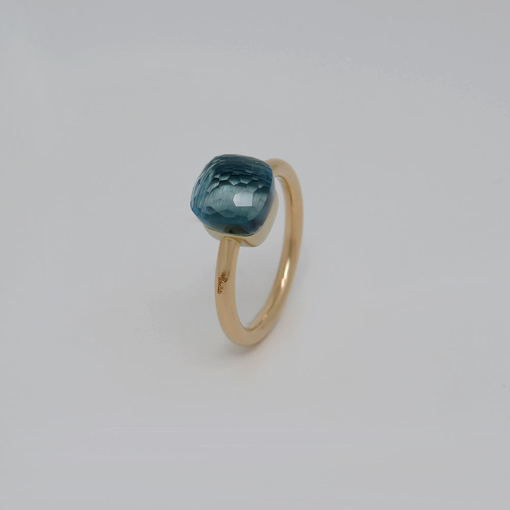 Pomellato Nudo Petit Ring with blue topaz setting in 750/18K rose gold size 54