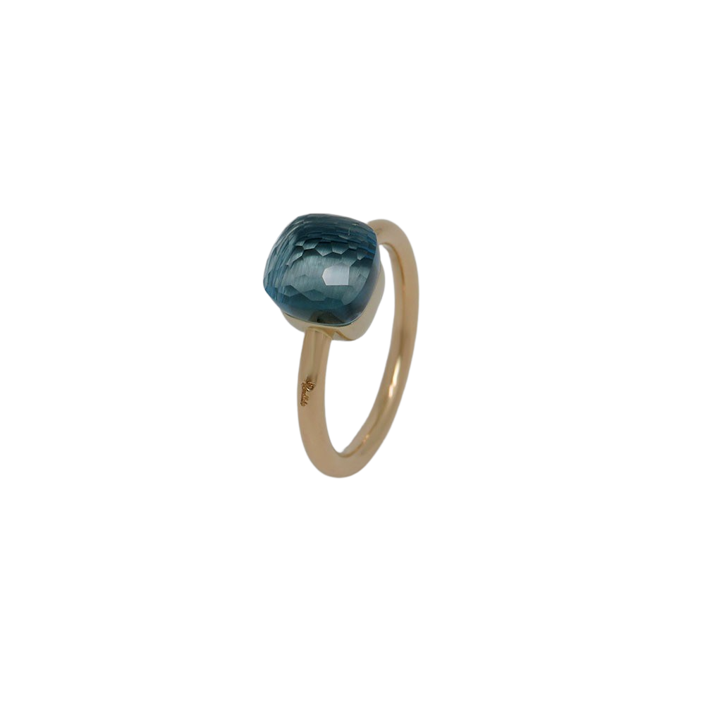 Pomellato Nudo Petit Ring with blue topaz setting in 750/18K rose gold size 54