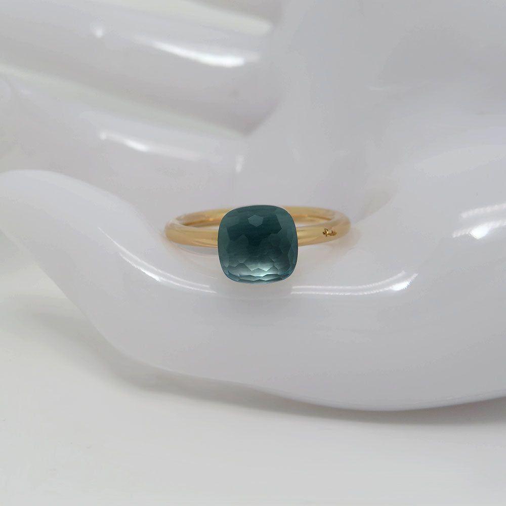 Pomellato Nudo Petit Ring mit Blautopas Besatz in 750/18K Rosegold Gr. 54