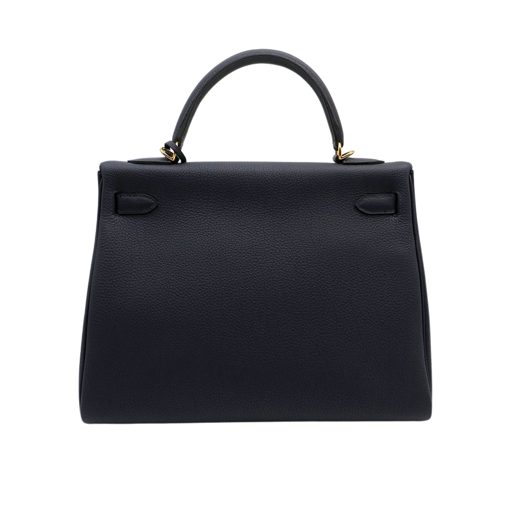 Hermès Kelly 32 Retourne Veau Togo leather 2Z bleu Nuit with Yellow Gold fittings