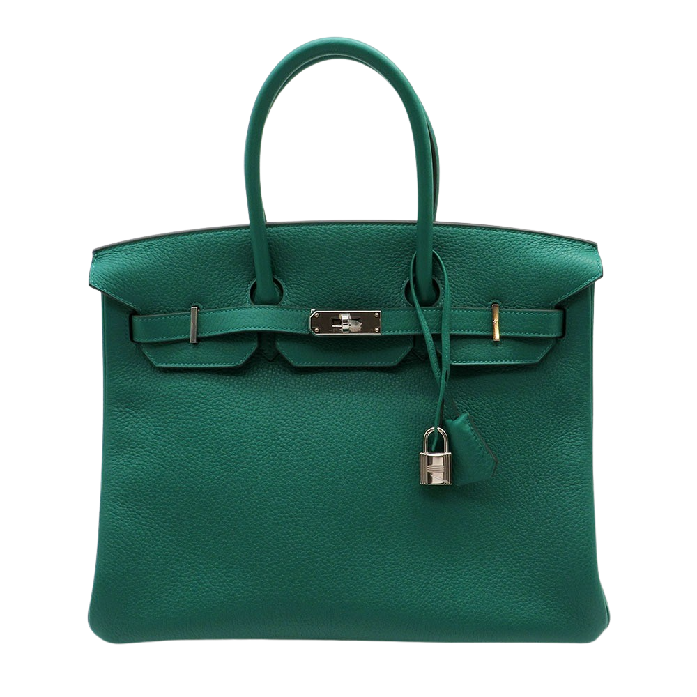 Hermès Birkin 35 Taurillon Clemence U4 Vert Vertigo mit Palladium Beschlägen