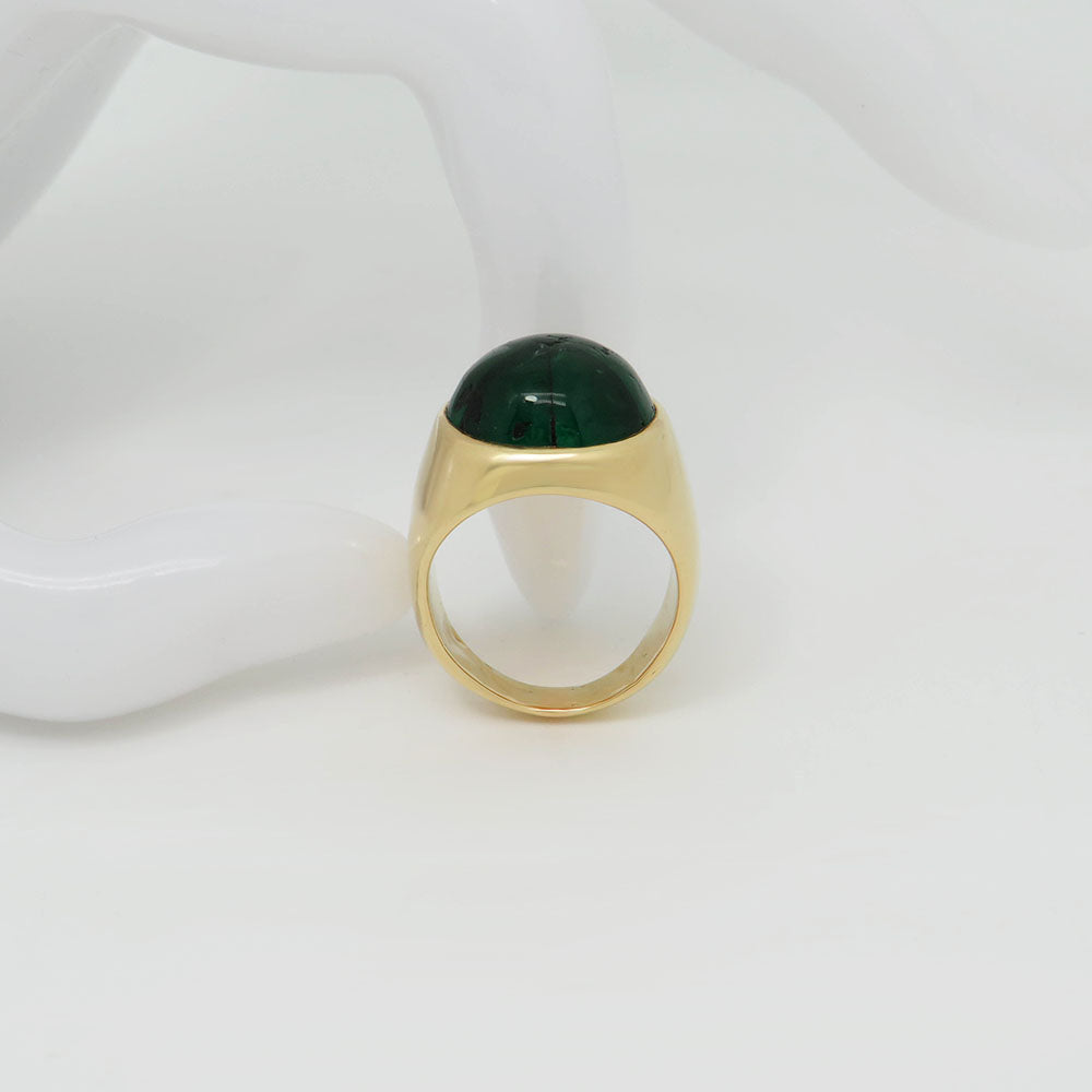 Ring with 12.55ct Trapiche emerald in 750/18K Yellow Gold Size 54 with expertise