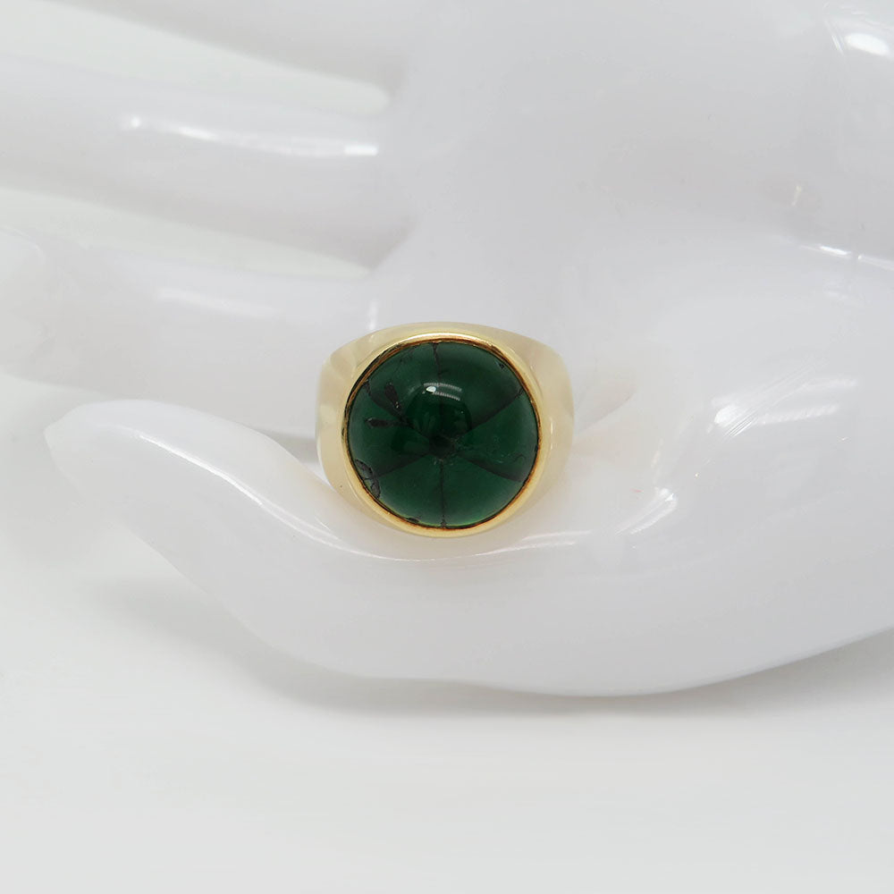 Ring with 12.55ct Trapiche emerald in 750/18K Yellow Gold Size 54 with expertise