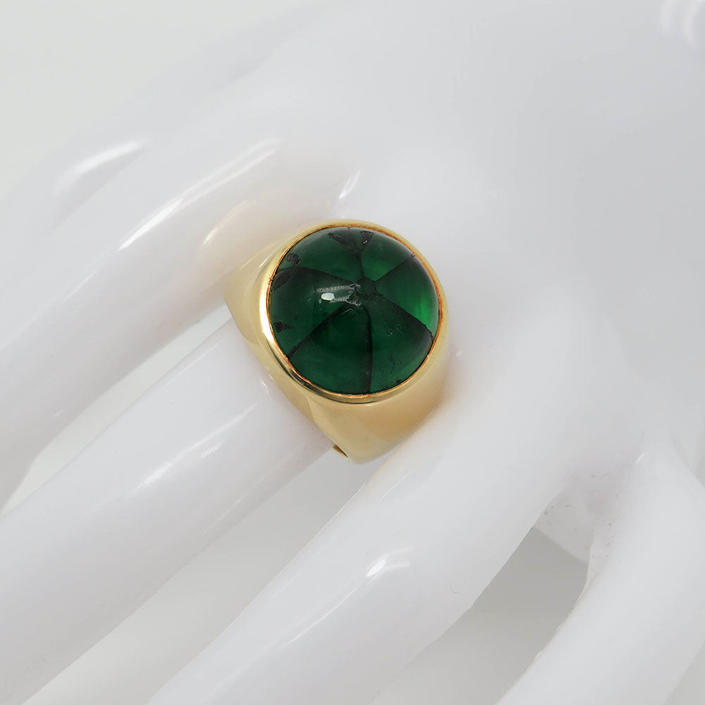 Ring with 12.55ct Trapiche emerald in 750/18K Yellow Gold Size 54 with expertise