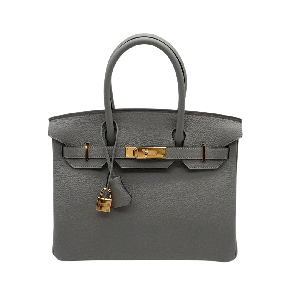 Hermès Birkin 30 Veau Togo 4Z Gris Mouette mit Gelbgold Beschlägen