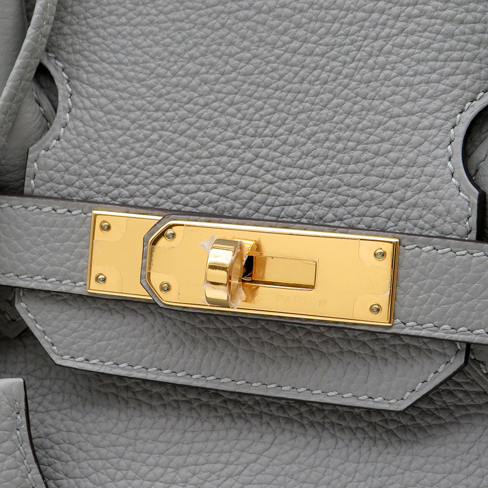 Hermès Birkin 30 Veau Togo 4Z Gris Mouette mit Gelbgold Beschlägen